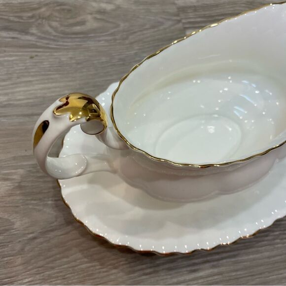 Royal Albert Bol D’or Gravy Boat & Underplate Bone China England Vintage - Picture 6 of 10